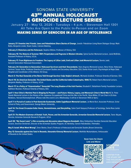 Center for the Study of the Holocaust & Genocide 2026 Lecture Poster